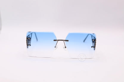Sapphire SO90230 Oversized Rimless  Sunglasses - Blue
