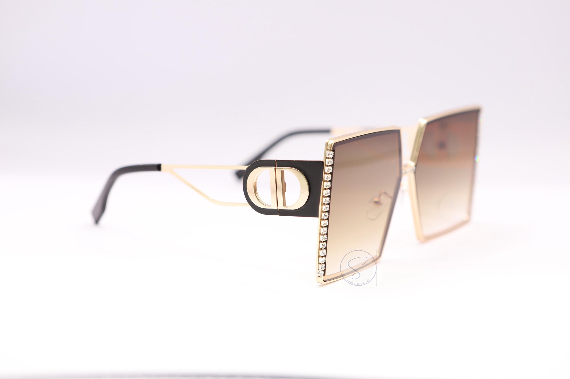 Sapphire SO16 Oversized Gradient Diamante Sunglasses - Brown