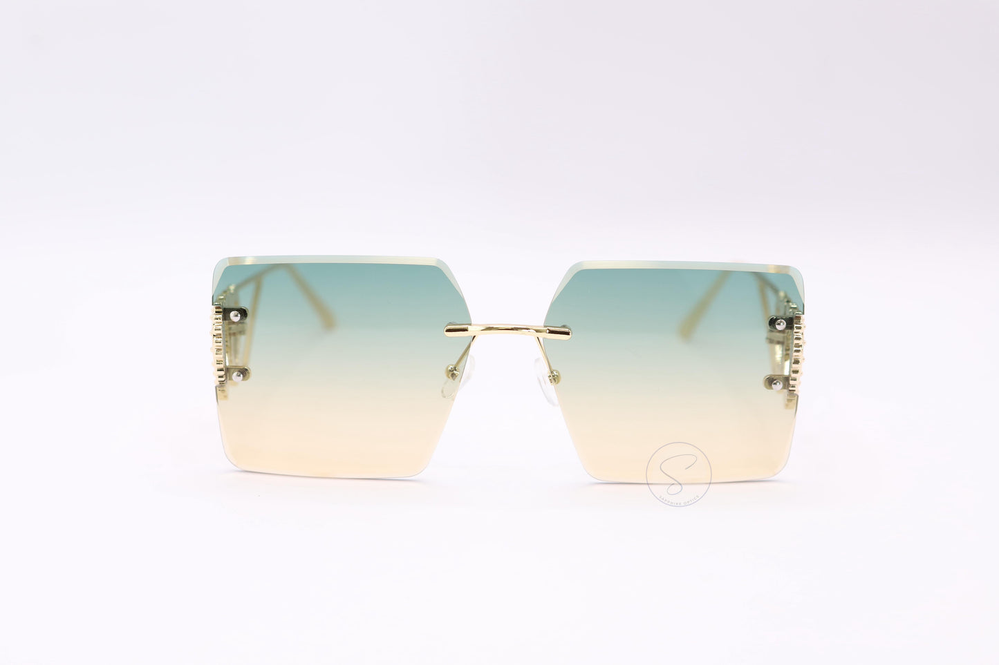 Sapphire SO90230 Oversized Rimless  Sunglasses - Green/Yellow
