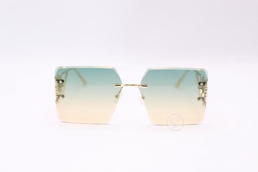 Sapphire SO90230 Oversized Rimless  Sunglasses - Green/Yellow